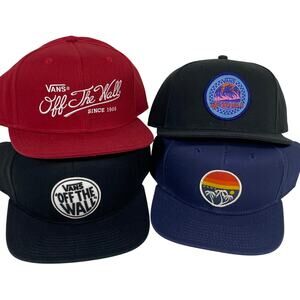 Vans Off The Wall Hats Snapback Black Blue Red Cap Embroidered Patch Lot 4 New